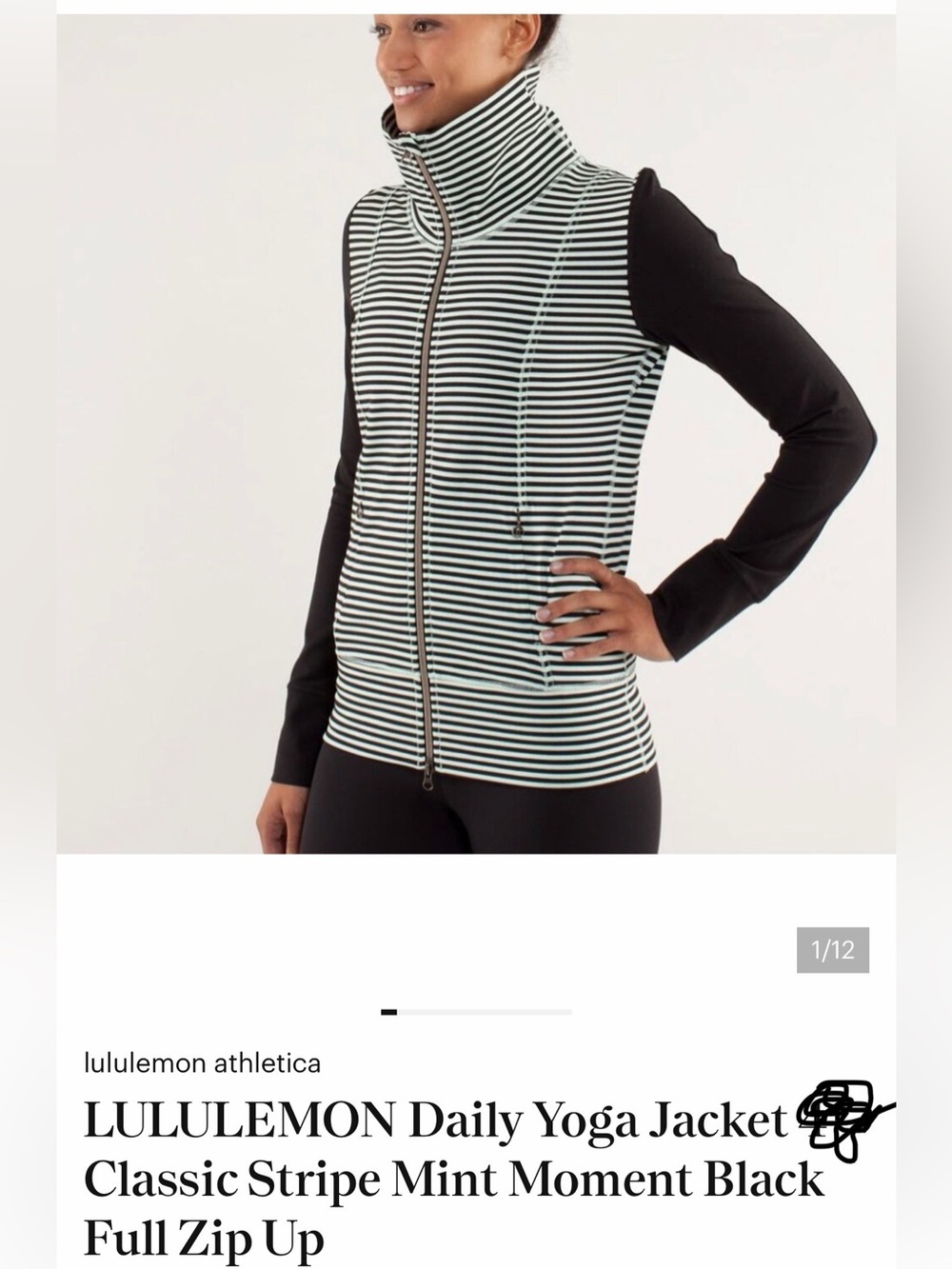 lululemon athletica Mint Moment Striped Full-Zip Jacket with Black Sleeves